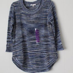 John Paul Richardson  Tunic Top Size S  Navy /white Open Knit NWT